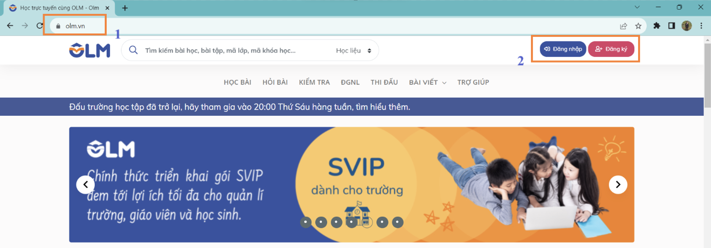 Đăng ký tài khoản học sinh trên OLM